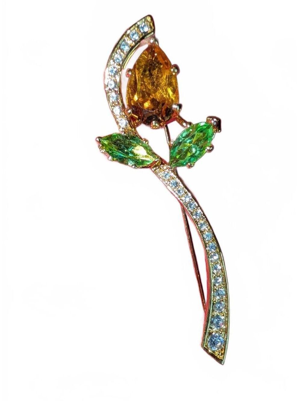 Miriam Haskell Vintage Rhinestone Flower Brooch Pin